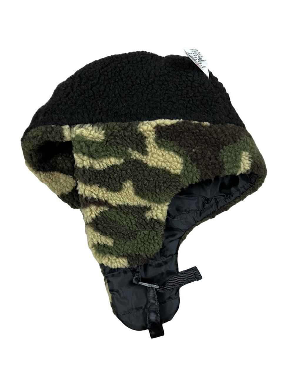 Cat & Jack Boys' Camo Sherpa and Black Winter Hat - One Size - NWT